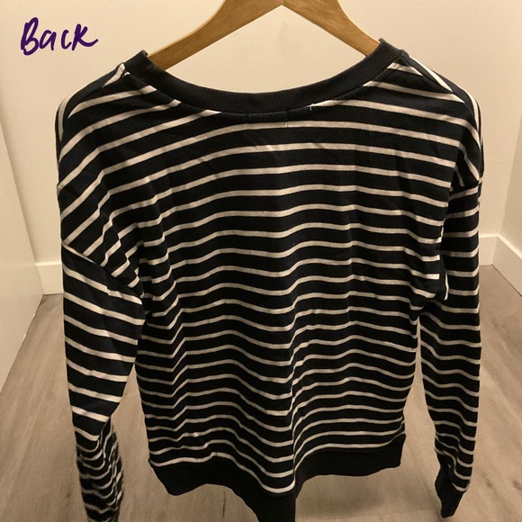 Bershka Navy Blue and White Striped Jumper - Picture 2 of 2
